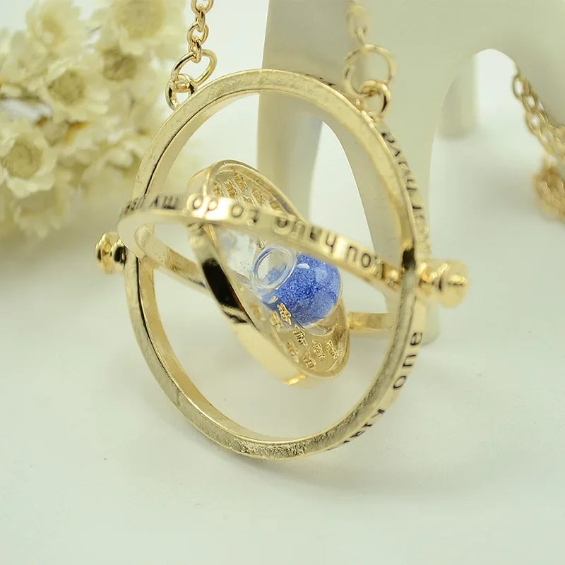 Magic Time-Turner Hourglass Necklace - Multicolor Rotating Pendant for Wizard-Inspired Fashion and Cosplay Gifts
