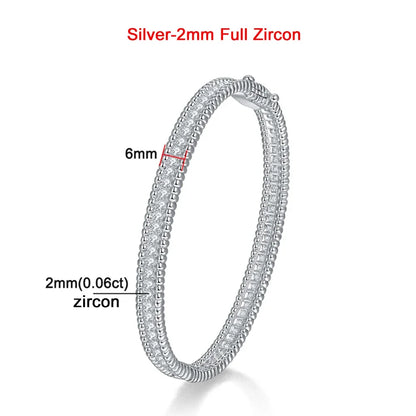 2mm Full Moissanite Bracelet – GRA Certified, 925 Sterling Silver, 18K Gold Plated Luxury Bangle for Women