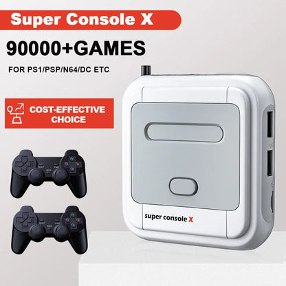 KINHANK Game Box Super Console X – Retro Video Game Console with 90,000 Games, 50 Emulators for PS1/PSP/MAME/DC, Includes Controllers