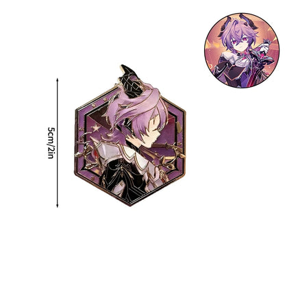 Honkai Star Rail & Genshin Impact Character Pins - Kawaii Metal Cosplay Brooch Badges for Fans
