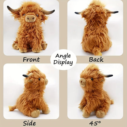 25cm Highland Cow Plush Toy — Soft Stuffed Animal Doll, Kawaii Kids & Baby Gift, Home & Room Decor