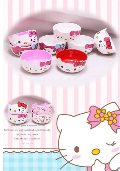 Sanrio Hello Kitty Cartoon Soup Bowl – Cute Anti-Drop Kitchen Tableware, Creative Instant Noodle Bowl Accessory