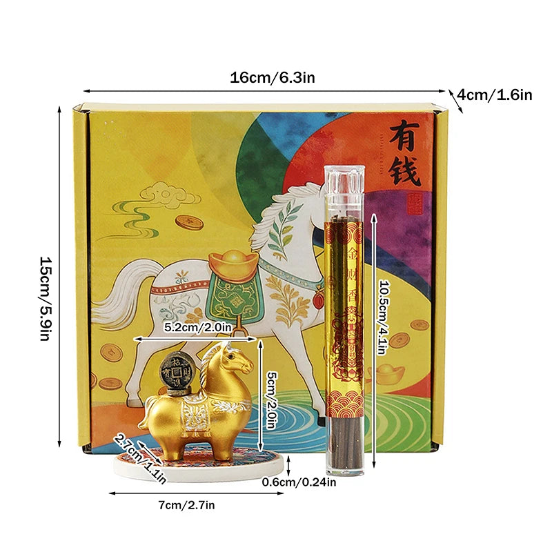2026 Year of the Horse Incense Burner - Creative Resin & Ceramic Zodiac Incense Stick Holder & Ornament
