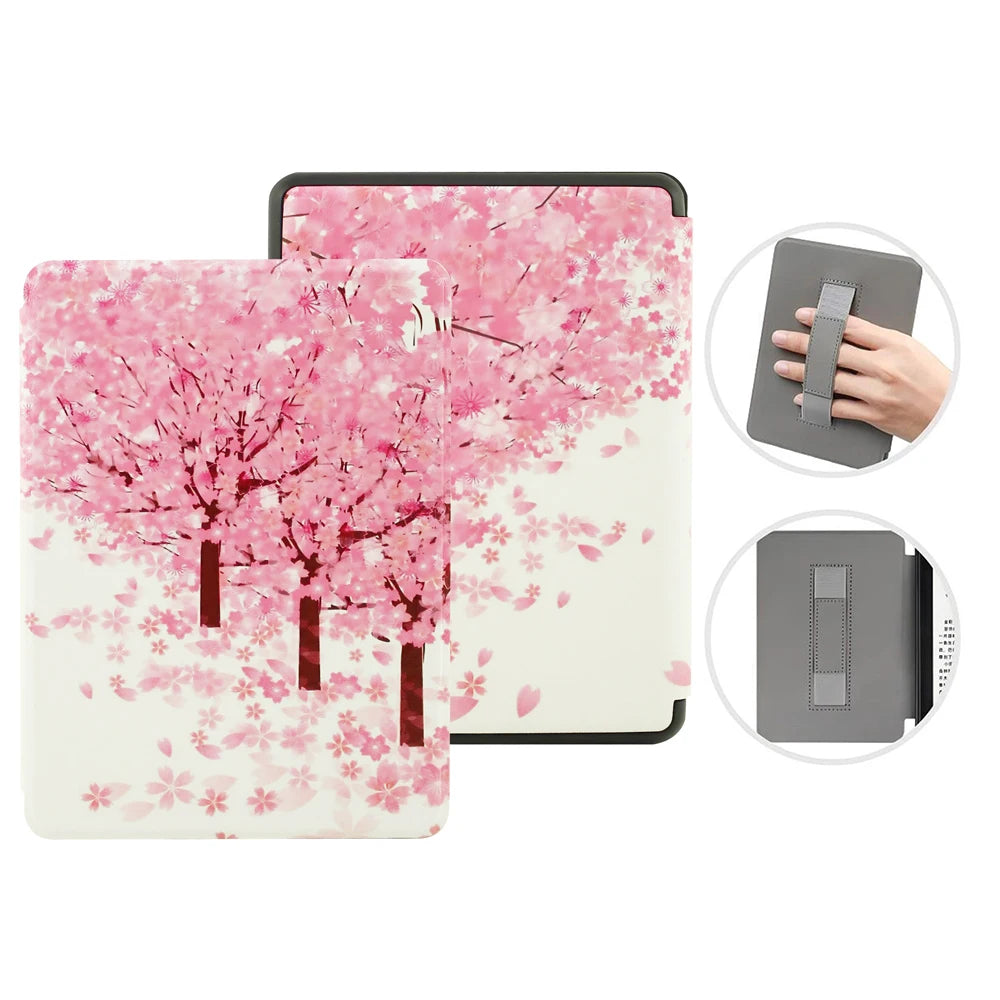 6" Kindle 11th Generation 2024 Case | PU Leather Ebook Cover with Hand Strap & Auto Wake Sleep