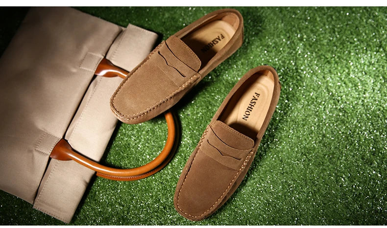 Men's High-Quality Leather Loafers – Casual Moccasins Slip-On Flats, Fashion Driving Shoes, Size 38-49