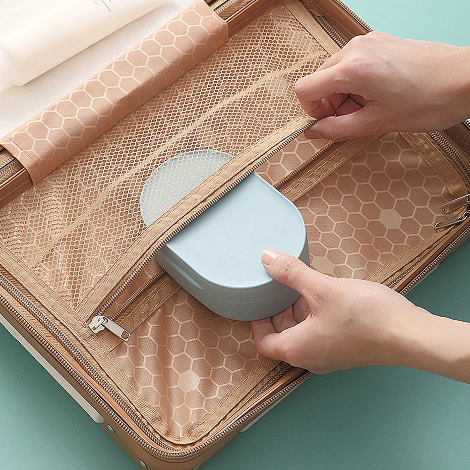 On-the-Go Suds: Round Travel Soap Holder with Waterproof Seal - Bathroom Bliss in a Box!