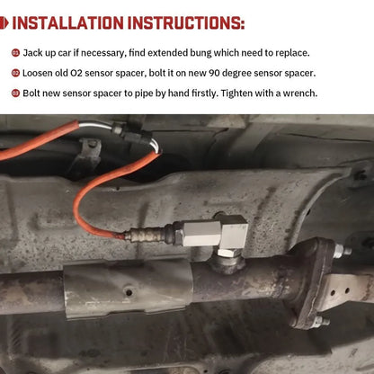 Universal O2 Sensor Bung Extension – 90-Degree Catalytic Converter Spacer, Oxygen Sensor Extender for P0420 P0430, Silver