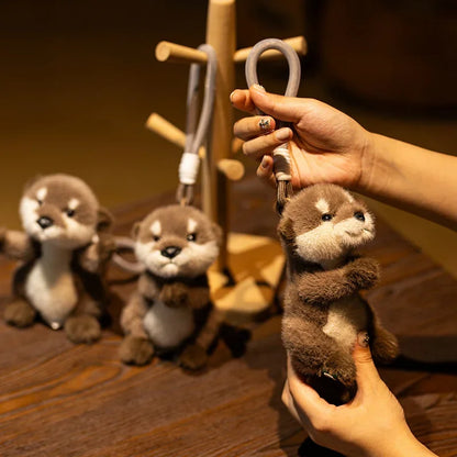 Cute Otter Plush Keychain - Soft Realistic Animal Pendant for Bags and Gifts