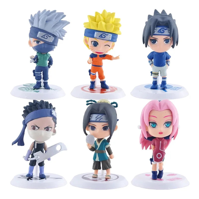 6pcs Naruto Mini Figures Set – Sasuke, Gaara, Uchiha Madara 7-8cm Anime Collectible Figurines with Base