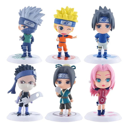 6pcs Naruto Mini Figures Set – Sasuke, Gaara, Uchiha Madara 7-8cm Anime Collectible Figurines with Base