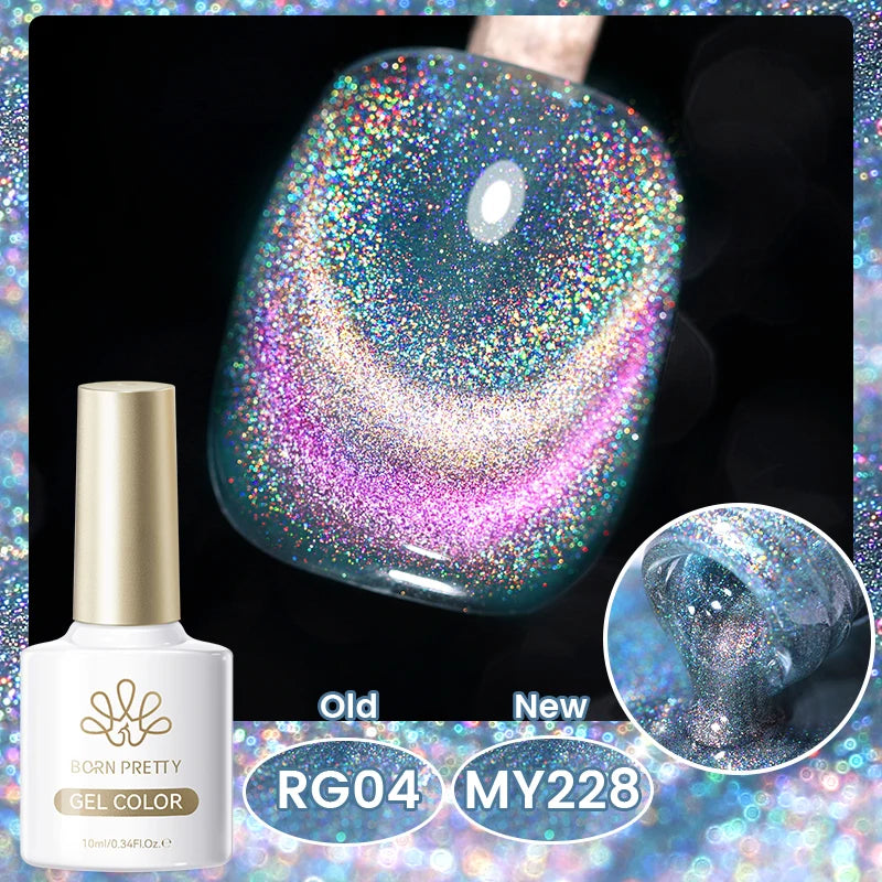 BORN PRETTY Cat Magnetic Gel Nail Polish 117 Colors 10ml Full Coverage Semi-Permanent Soak-Off Nail Varnish for Salon Manicure Glitter Cat Eye Nails