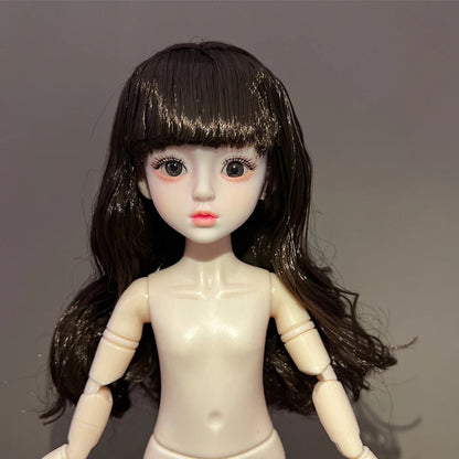 30cm 1/6 BJD Ball Jointed Doll – Starry Gray Eyes with Lolita Fashion Dress, DIY Toy Gift for Girls