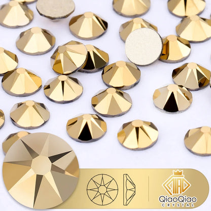 QIAO 2088 Crystal Nail Art Rhinestones — Flat Back Non-Hotfix Strass for DIY Nail Decorations (8 Big + 8 Small)