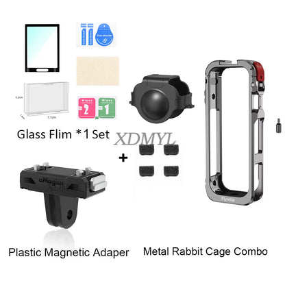 Aluminum Alloy Protective Cage for Insta360 X5 – Camera Frame with Silicone Lens Cover & 1/4" Cold Shoe