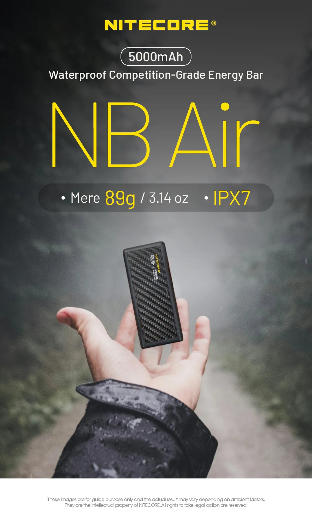 NITECORE NB Air 5000mAh Power Bank – IPX7 Waterproof, 18W USB-C Fast Charge, PD QC3.0 for Smartphones