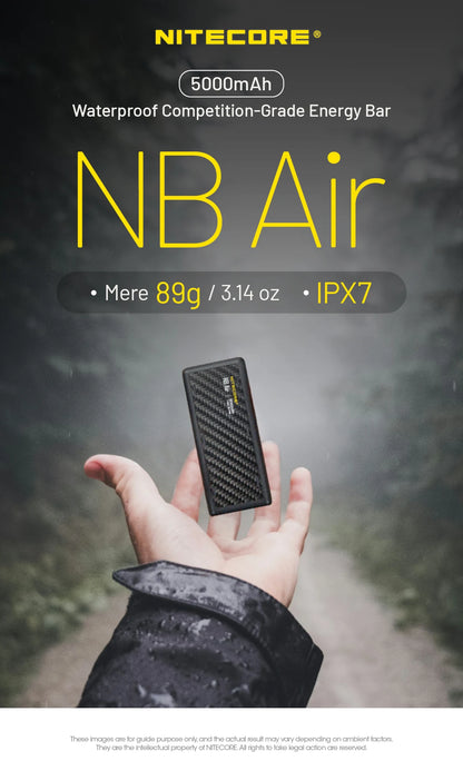 NITECORE NB Air 5000mAh Power Bank – IPX7 Waterproof, 18W USB-C Fast Charge, PD QC3.0 for Smartphones