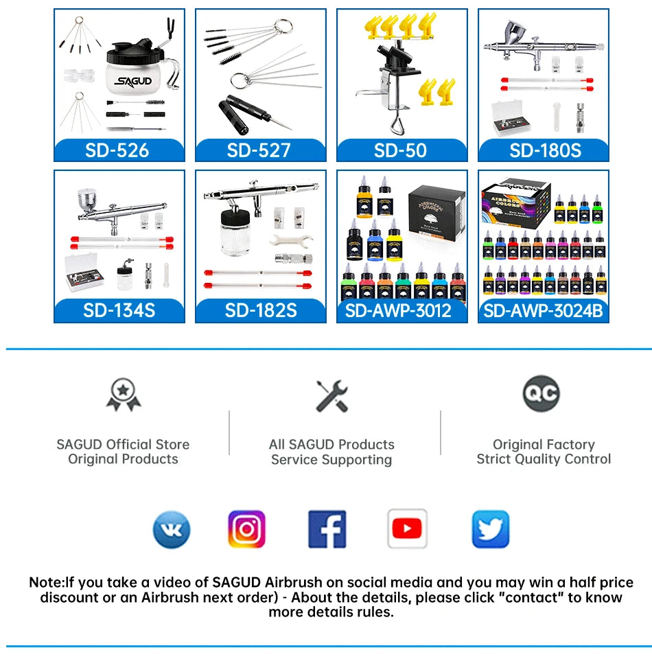 Airbrush Nozzle & Needle Replacement Kit – 0.2/0.3/0.5mm Repair Accessories for Various Airbrush Models