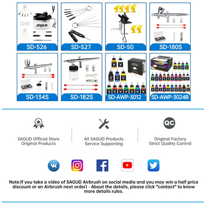 Airbrush Nozzle & Needle Replacement Kit – 0.2/0.3/0.5mm Repair Accessories for Various Airbrush Models