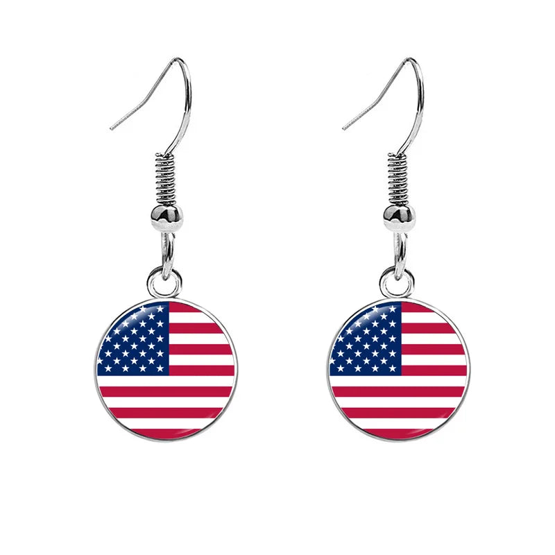 South & North America Flag Earrings - Patriotic Country Pride Drop Dangle Jewelry Gifts for Women