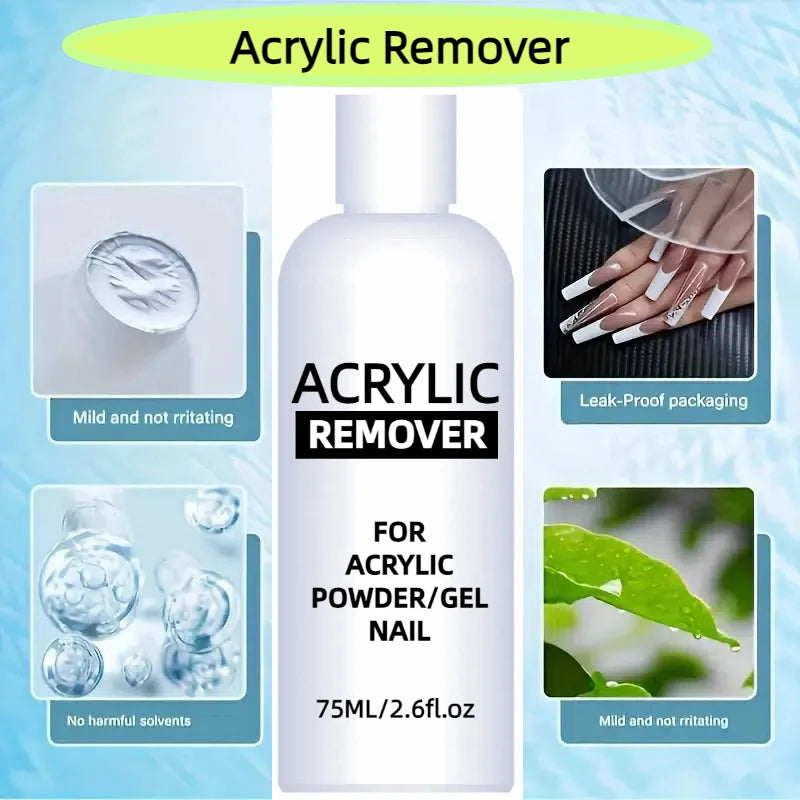 75ml Professional Acrylic Nail Remover — Liquid & Gel Polish Remover for Acrylic Nails