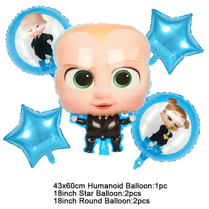Cartoon Boss Baby Birthday Party Set - Disposable Tableware, Backdrop & Balloons for Kids Baby Shower Decor