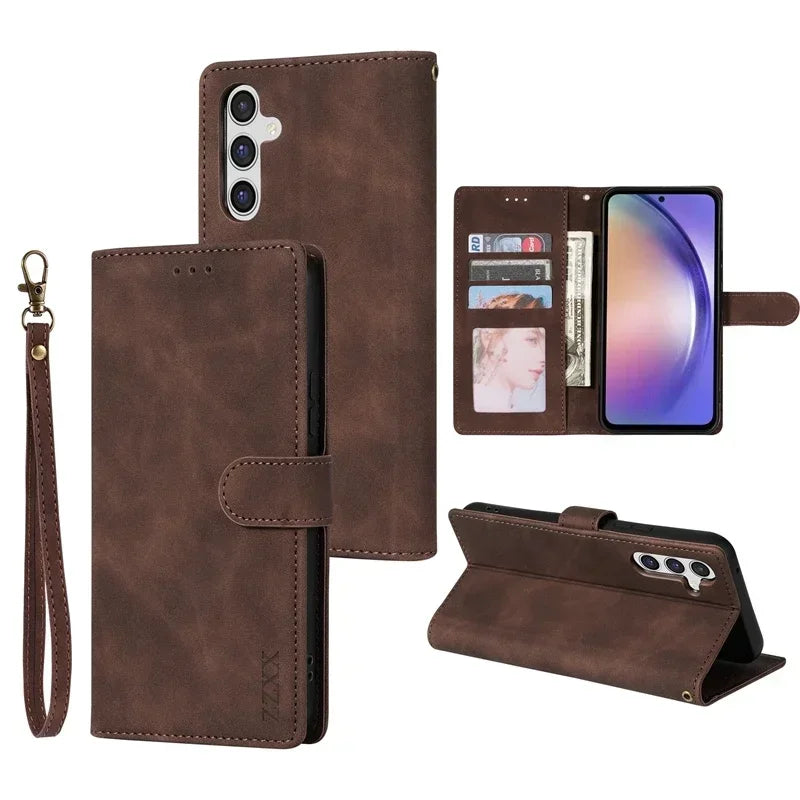 Samsung Galaxy Flip Wallet Case - Leather Card Slot Protective Cover