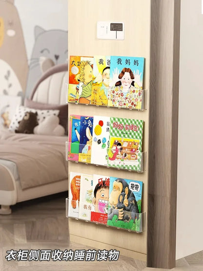 Acrylic Picture Book Display Stand – Wall Hanging Bookshelf for Children's Books, Magazines, and Storage Behind the Door