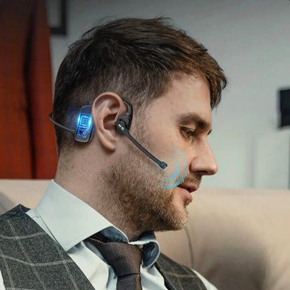 Open-Ear Bluetooth Headset — Wireless Air Conduction Headphones with Noise-Canceling Microphone for Truckers, Office & Call Centers