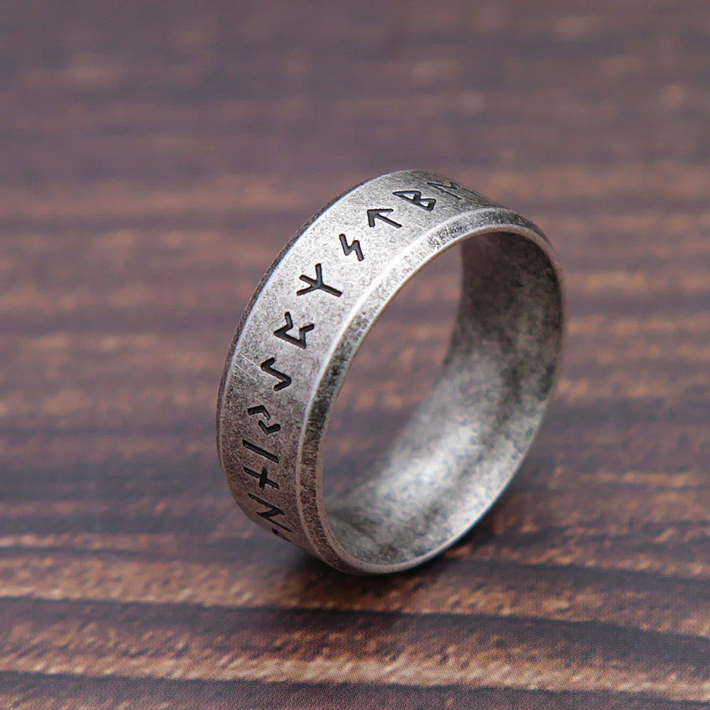 Fashion Retro Viking Rune Ring – 316L Stainless Steel Odin Letter Amulet, Couple Jewelry Gifts for Men & Women