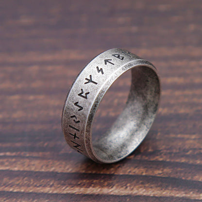 Fashion Retro Viking Rune Ring – 316L Stainless Steel Odin Letter Amulet, Couple Jewelry Gifts for Men & Women