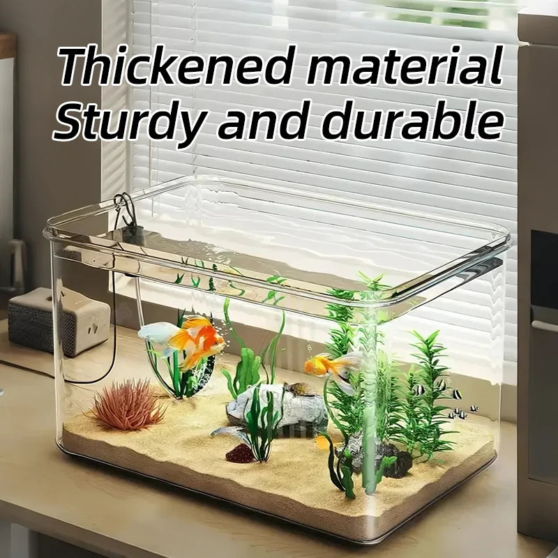 Transparent Desktop Aquarium Fish Tank - Creative Rectangular Home & Office Decor Tank for Small Fish