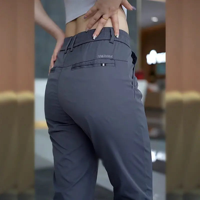 Men's Ice Silk Straight Leg Pants - Lightweight Breathable Summer Casual & Business Trousers