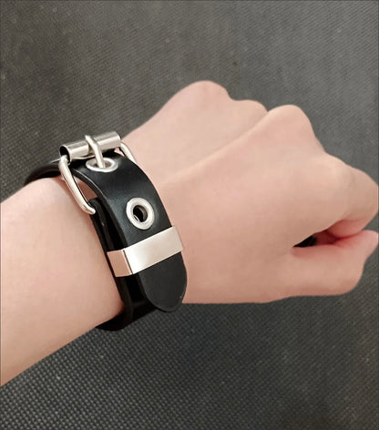 2024 Punk Cool Adjustable PU Bracelet for Men & Women – Vintage Gothic, Hip Hop, Rock, Kpop Dancer Jewelry Accessories