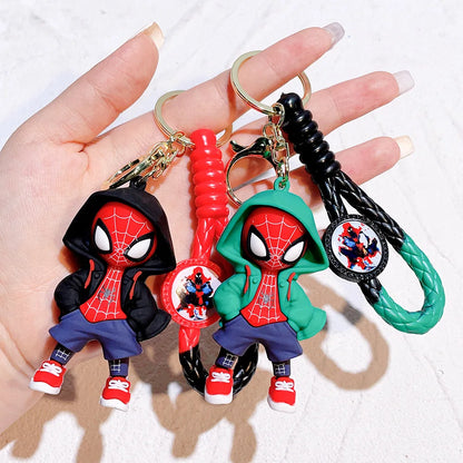 Marvel Spider-Man Action Figure Keychain — Cute Avengers Doll Widget with Iron Man & Captain America for Birthday Gifts