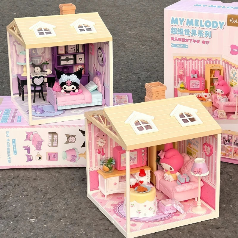 Sanrio Building Block Set Kuromi My Melody Cartoon Room Assembly Model Toy Collection Decorative Gift for Kids & Fans