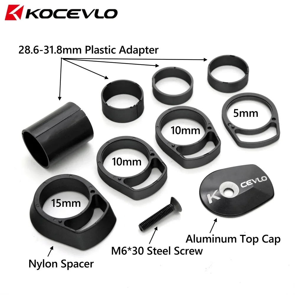 KOCEVLO H11 Carbon Road Bike Handlebar with Stem - Integrated Handlebar 370/390/400/420mm for 28.6/31.8mm Systems