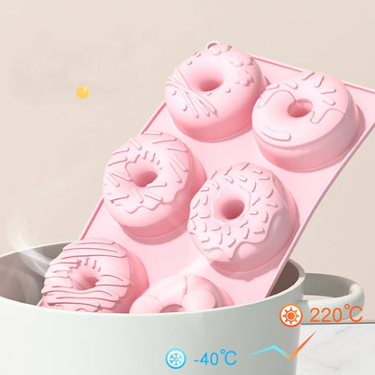 Silicone Donut Cake Pan - 6-Cavity Non-Stick Fluted Baking Mold for Donuts, Cupcakes, Jelly & Bread