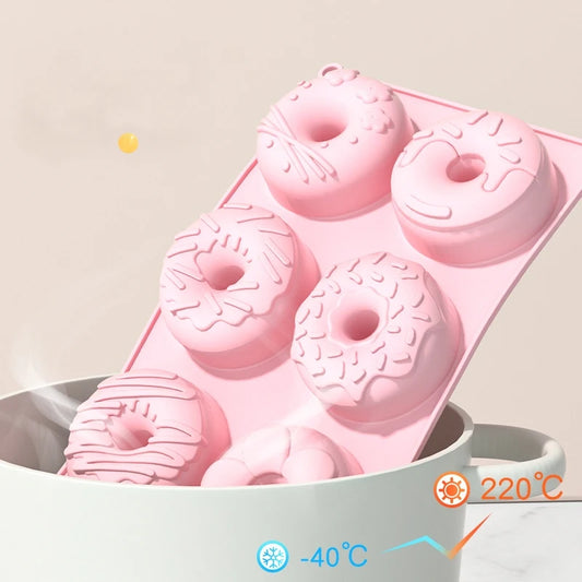Silicone Donut Cake Pan - 6-Cavity Non-Stick Fluted Baking Mold for Donuts, Cupcakes, Jelly & Bread