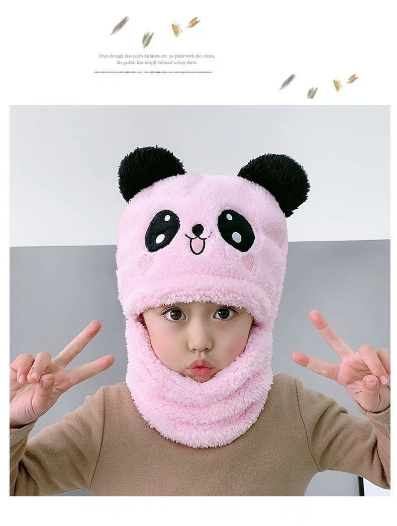 Fashionable Kids Beanie Set - Autumn & Winter Cartoon Scarf Hat, Double Layer Wool, Warm Boys & Girls Winter Hat
