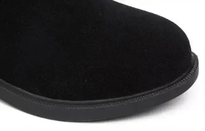 2025 Women’s Plush Snow Boots – Casual Flat Cotton Thigh-High Winter Shoes with Side Zipper