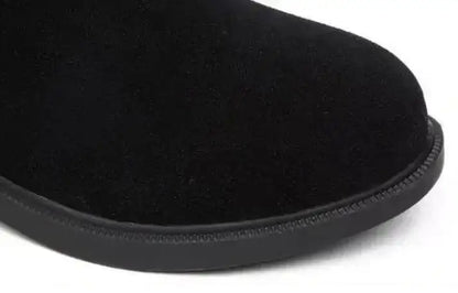 2025 Women’s Plush Snow Boots – Casual Flat Cotton Thigh-High Winter Shoes with Side Zipper