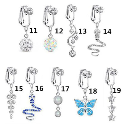 Faux Belly Ring - Non-Piercing Clip-On Navel Button Body Jewelry Belly Piercing Accessory