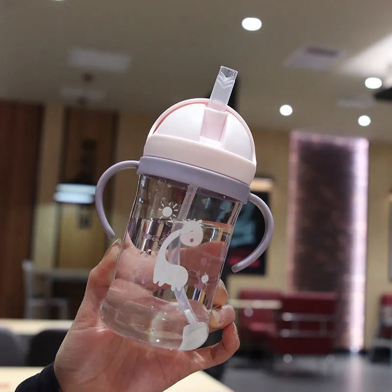 350ml Kids Drinking Cup - Feeding Bottle with Straw, Gravity Ball, Wide Caliber Design