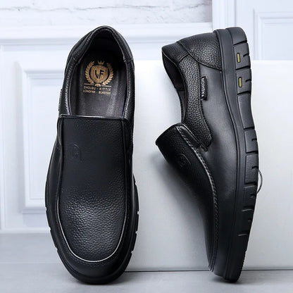Genuine Leather Handmade Men's Shoes – Casual Loafers, Breathable Slip-On Walking Sneakers for Outdoor Wear