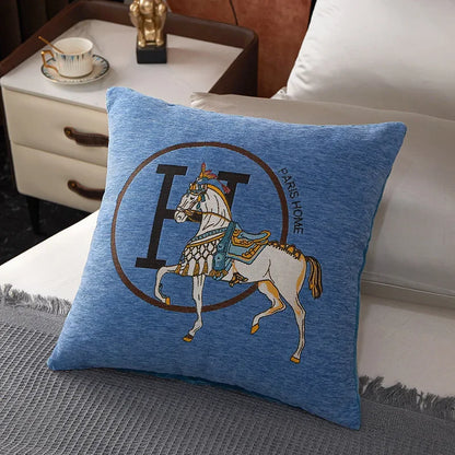 Croker Horse 45cm Throw Pillow Cover – Luxury Embroidered Cushion Cover for Sofa & Couch, 1-Pack