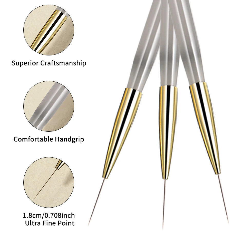RSNAIL Nail Art Liner Brushes — 18mm Slender Long Line Painting Pen for French Stripe Nail Art, UV Gel DIY Manicure Tool