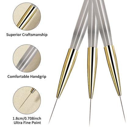 RSNAIL Nail Art Liner Brushes — 18mm Slender Long Line Painting Pen for French Stripe Nail Art, UV Gel DIY Manicure Tool