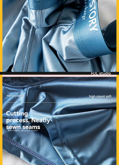 3PCS Luxury Ice Silk Satin Boxers — Summer Smooth, Cool Solid Men’s Underwear with Breathable Mesh Crotch