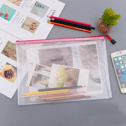 Mesh Zipper Document Bag Set - 3/5PCS A3 A4 A5 A6 Stationery Storage Pouches for School & Office Supplies
