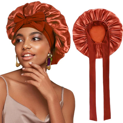 New Satin Sleeping Hat for Women – Stretchy Tie Band, Adjustable Night Shower Cap, Hair Head Cover Bonnet Turban